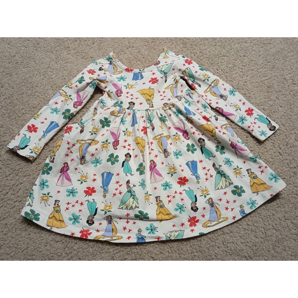 Girls Hanna Andersson Disney Princess Long Sleeve Pocket Dress 85cm 2T Twirly